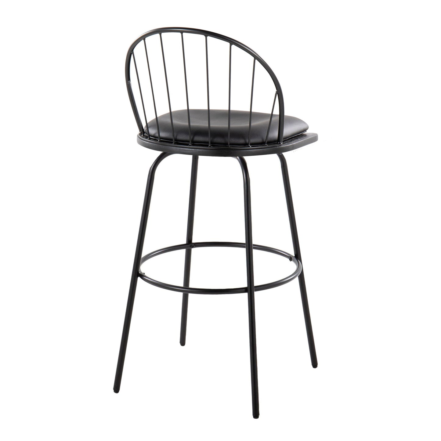 Riley - Claire Farmhouse Fixed Height Barstool With Swivel With Round Footrest (Set of 2) Lumi Source