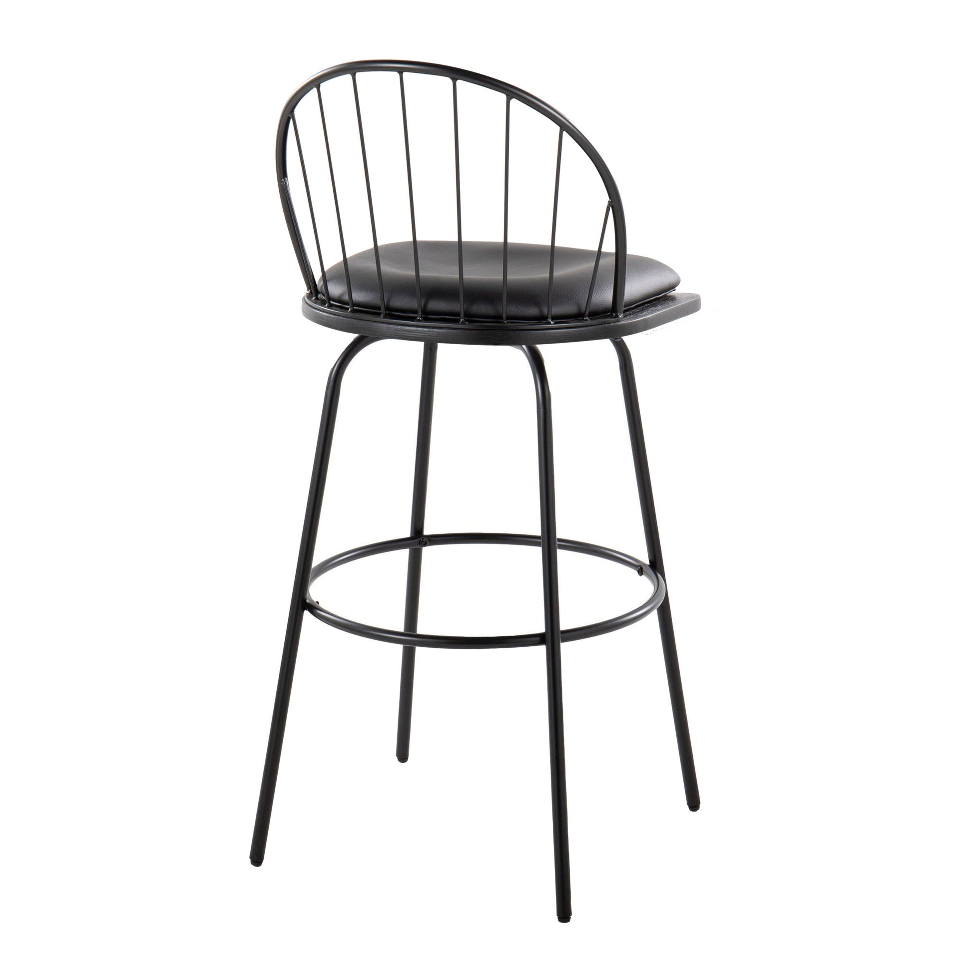 Riley - Claire Farmhouse Fixed Height Barstool With Swivel With Round Footrest (Set of 2) Lumi Source