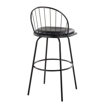Riley - Claire Farmhouse Fixed Height Barstool With Swivel With Round Footrest (Set of 2) Lumi Source