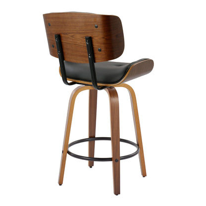 Lombardi - Mid-Century Modern Fixed Height Counter Stool With Swivel With Round Footrest (Set of 2) Lumi Source