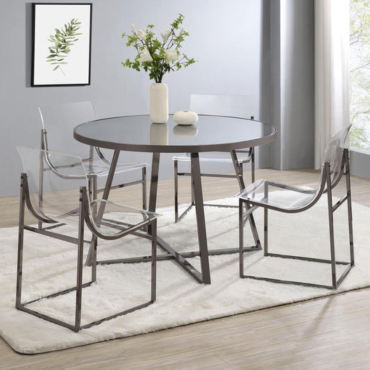 Jillian - 5 Piece Round Mirror Top Dining Set - Black Nickel CoasterEveryday