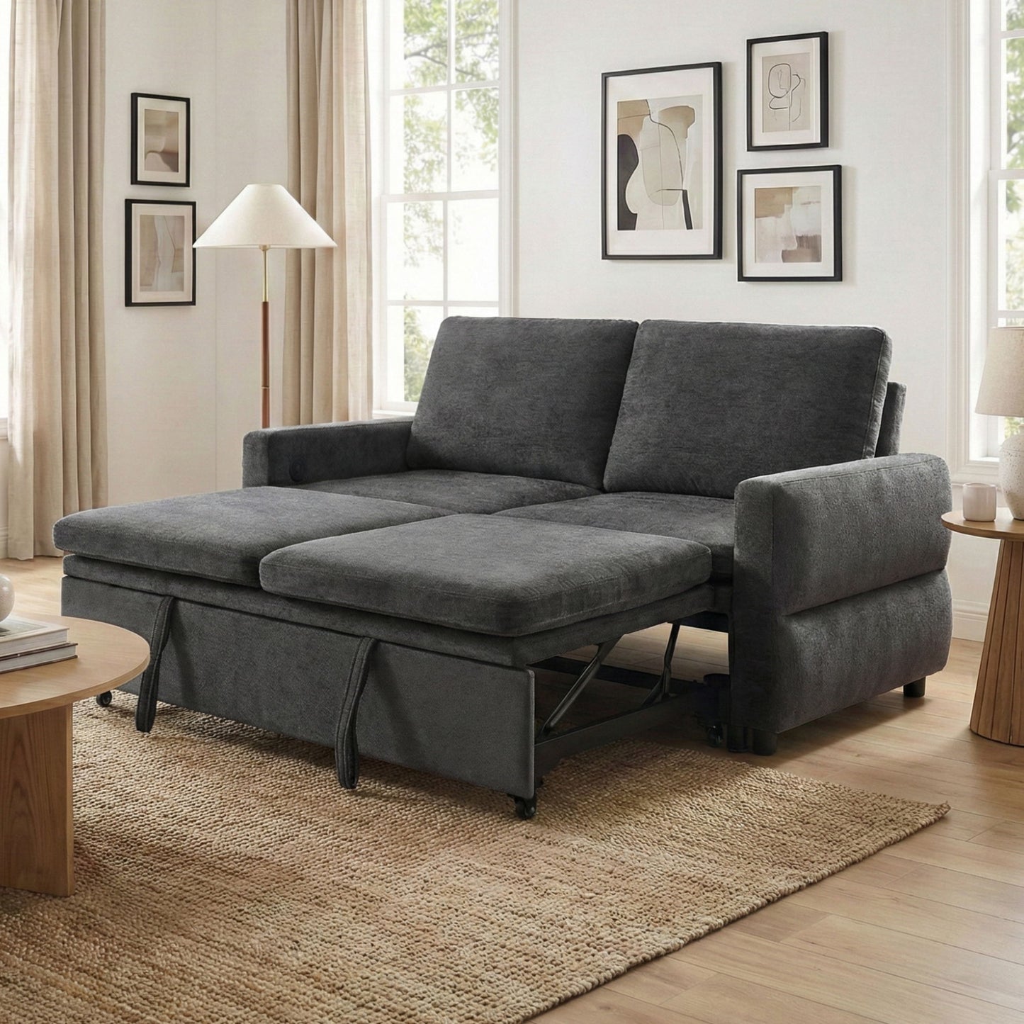 Convertible Sofa Bed Loveseat With Adjustable Backrest And USB Ports Hearth and Haven