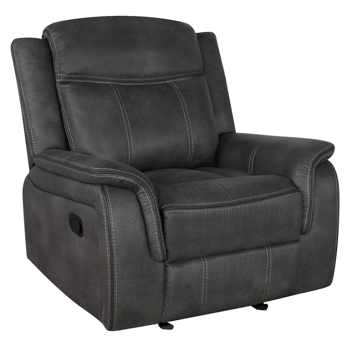 Franklin - Upholstered Padded Arm Glider Recliner - Charcoal Furniture Max