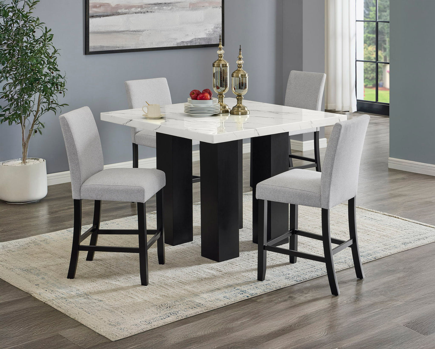 Parkside - 5 Piece Counter Dining Room Set - White Crown Mark
