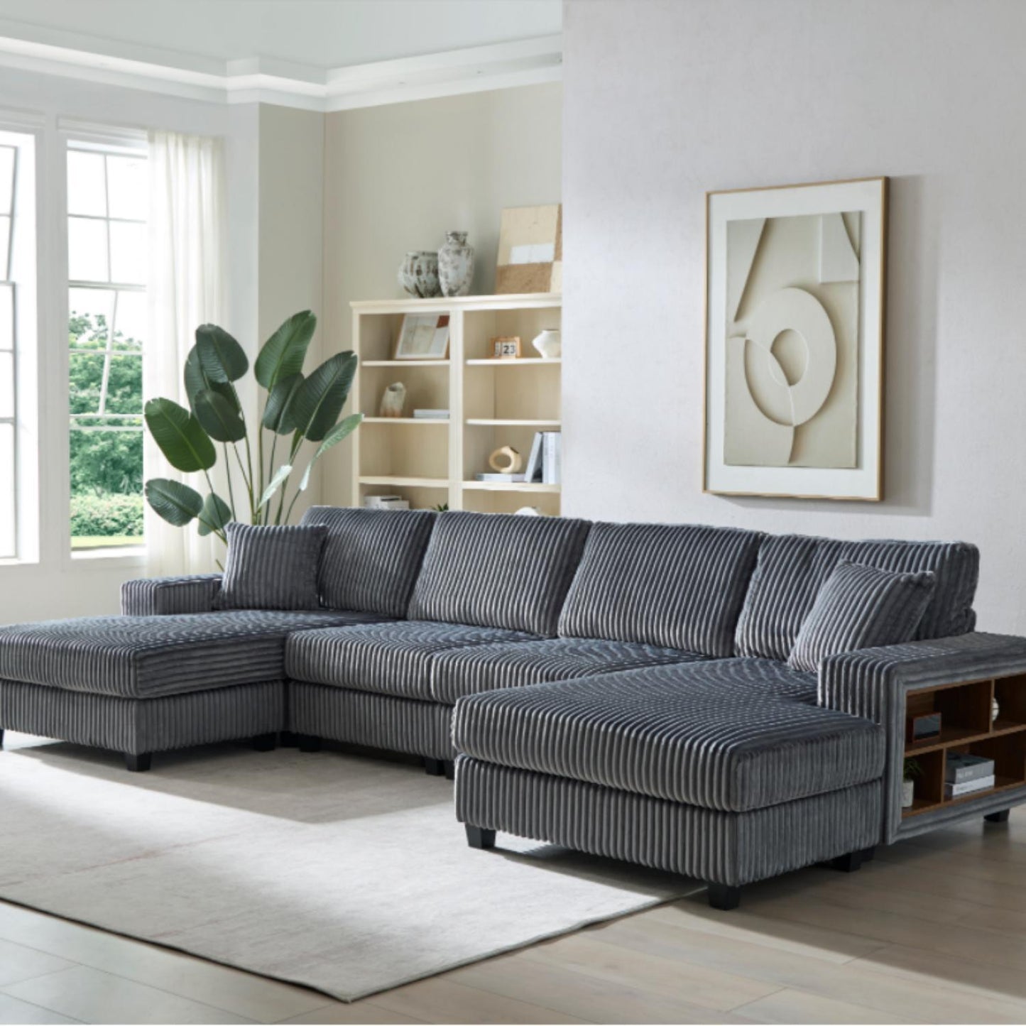 U-Shaped Convertible Sofa, 4 Seater Large Living Room Lounge Home Essentials
