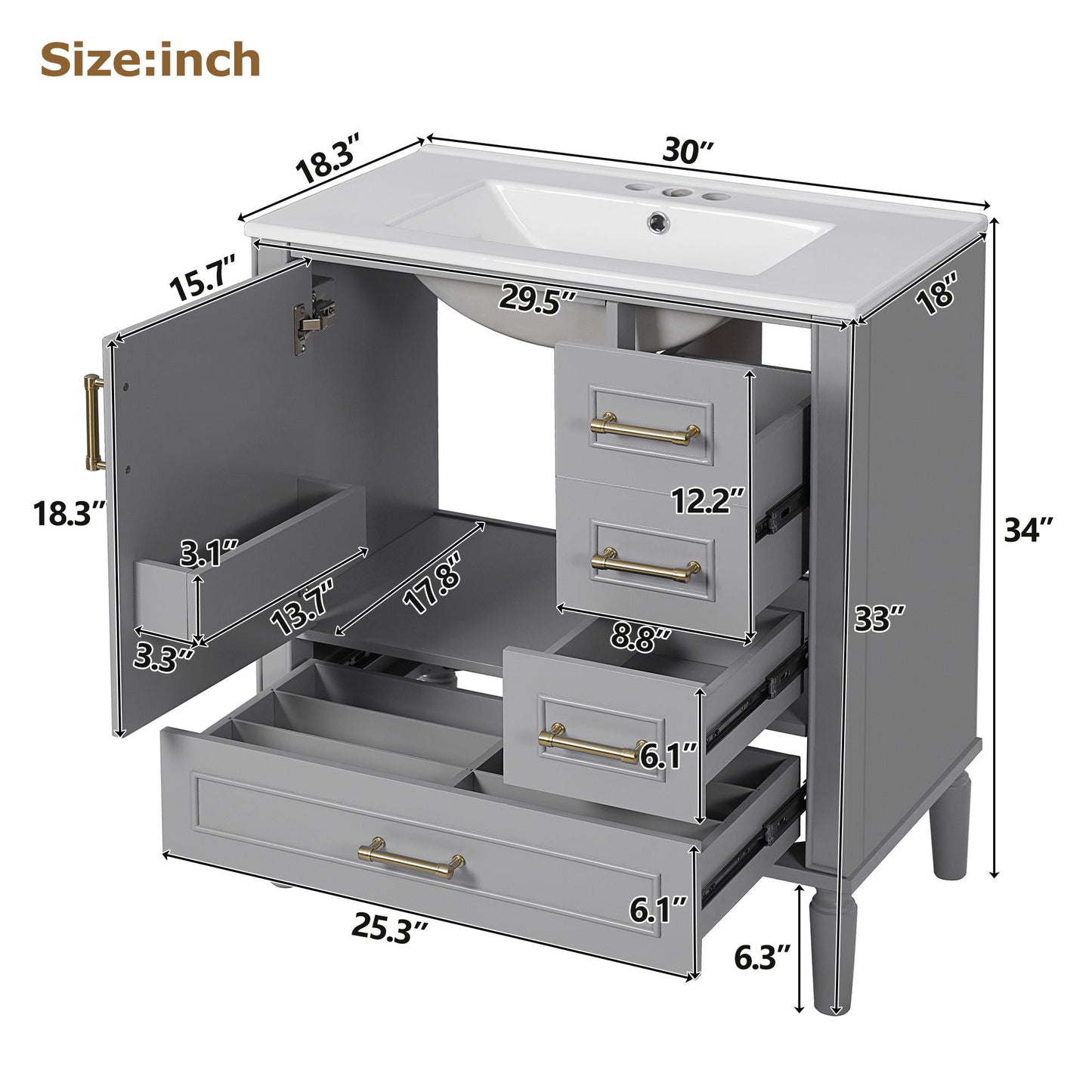 Traditional Bathroom Vanity Set With Soft Close Doors Hearth and Haven