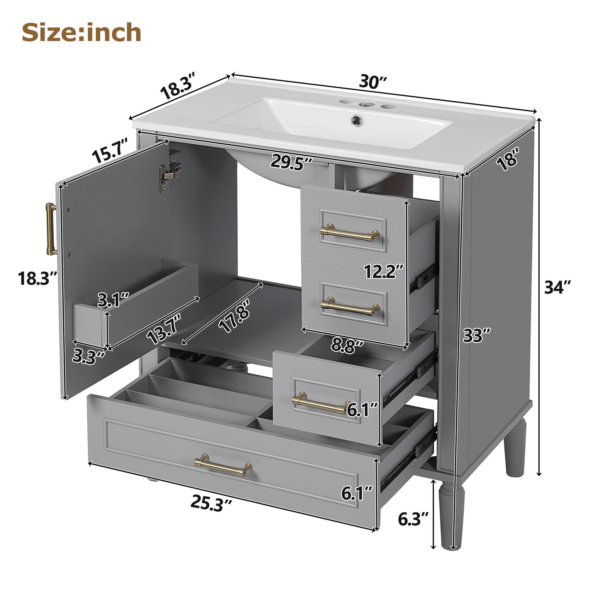 Traditional Bathroom Vanity Set With Soft Close Doors Hearth and Haven