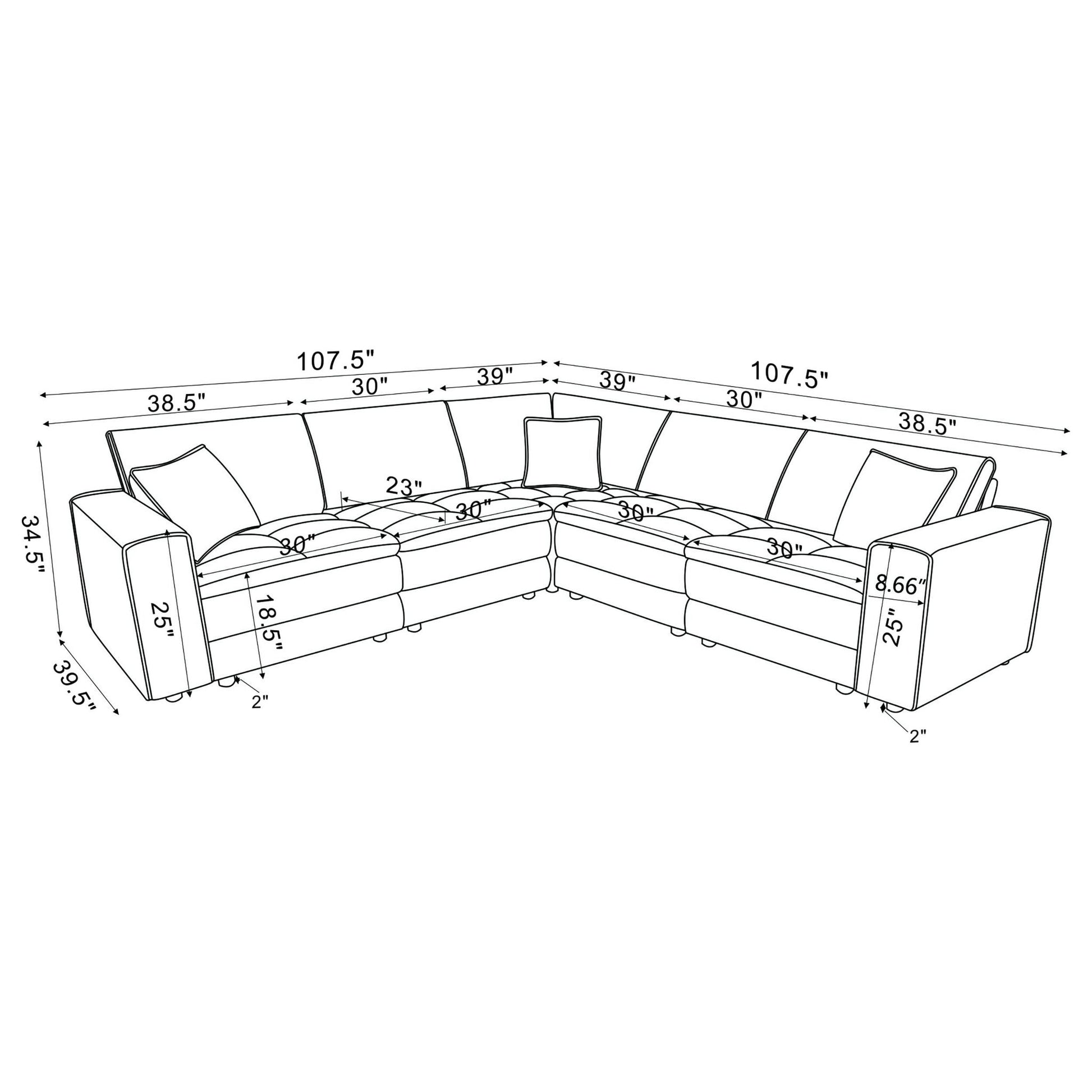 Azure - 5 Piece Upholstered Modular Sectional Sofa - Blue Furniture Max