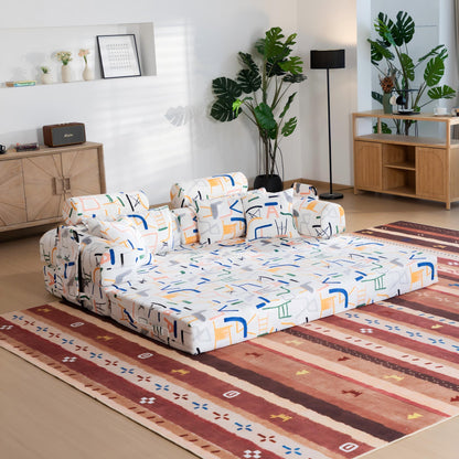 Convertible Sleeper Sofa Bed, Foldable Multi Functional Couch For Living Room - White Home Essentials