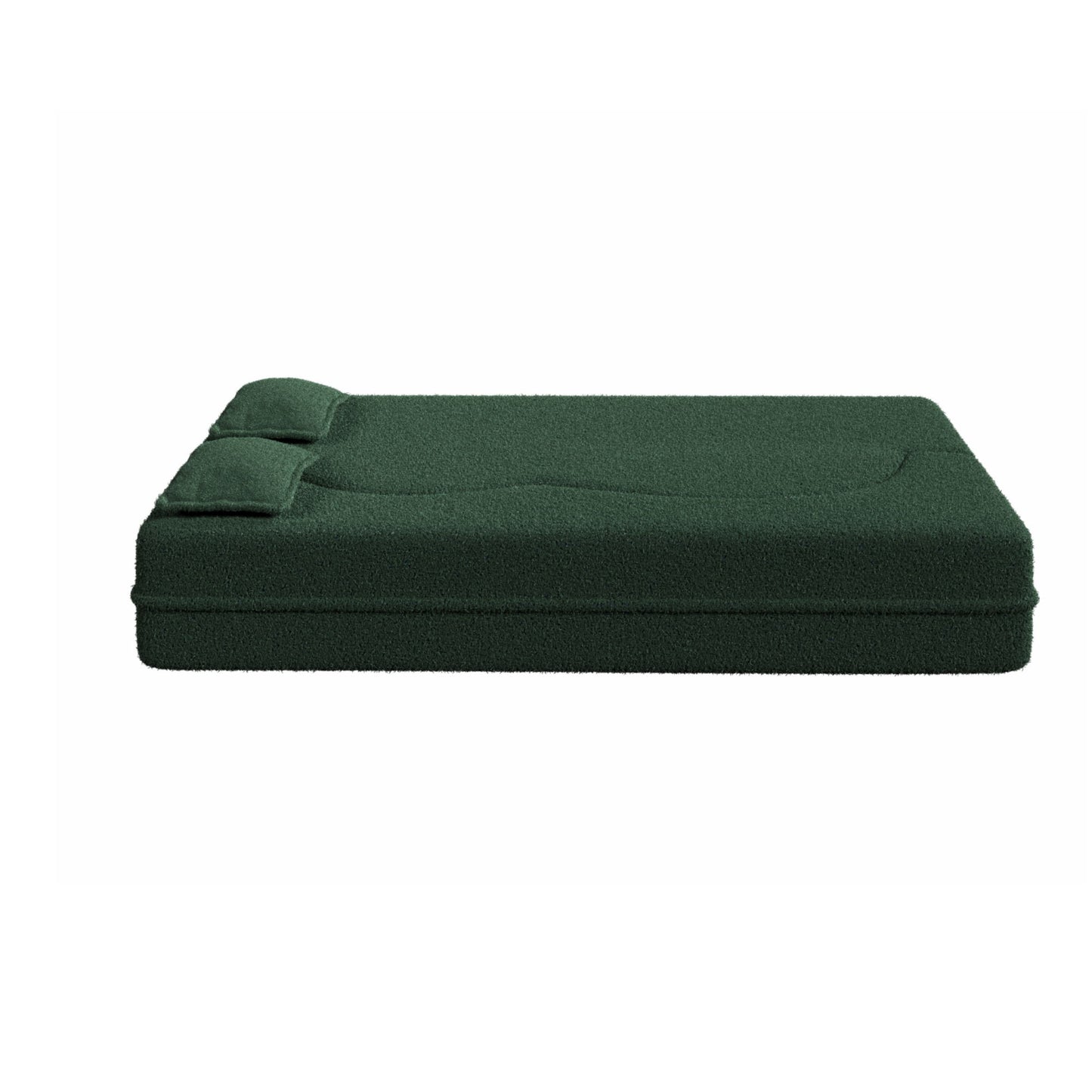 Modern Floor Sofa, With 2 Pillows, Convertible Teddy Fabric Foam Filled Bed Home Essentials