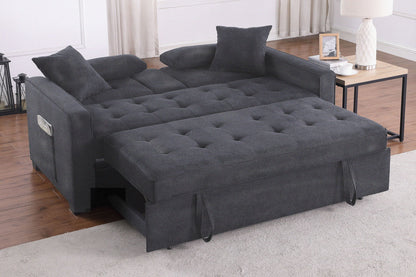 Cody II - Convertible Sleeper Loveseat With Cup Holder, Charging Ports and Pocket - Dark Gray Lilola Home