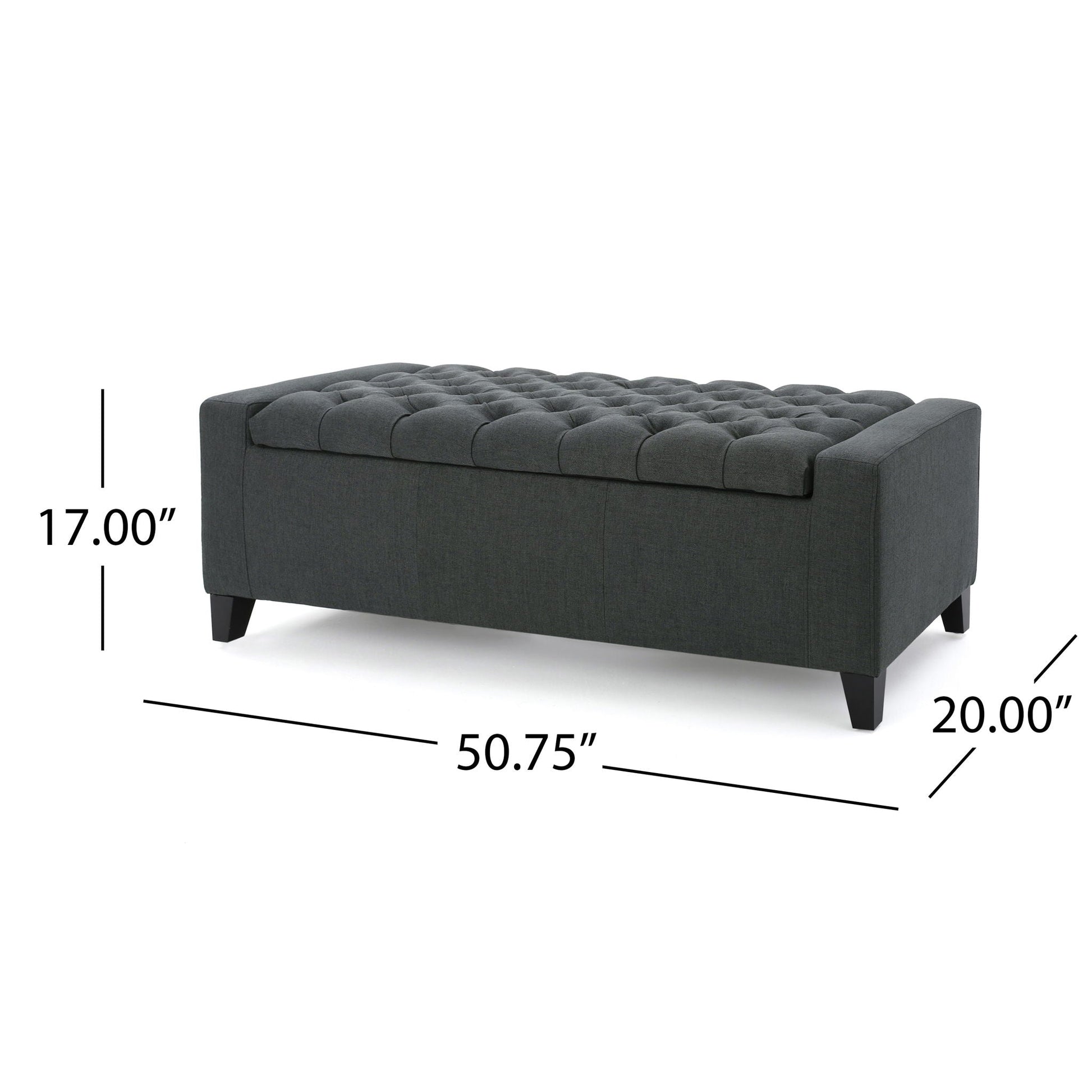 Contemporary Storage Ottoman With Tufted Top - Dark Gray Noble House