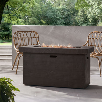 Custer - Rectangular Fire Pit 50, 000 Btu Magnesium Oxide - Brown Noble House