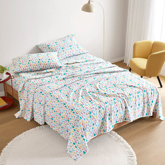 Cozy Soft - 3 Piece Twin Flannel Printed Sheet Set - White Holiday Trees Intelligent Design