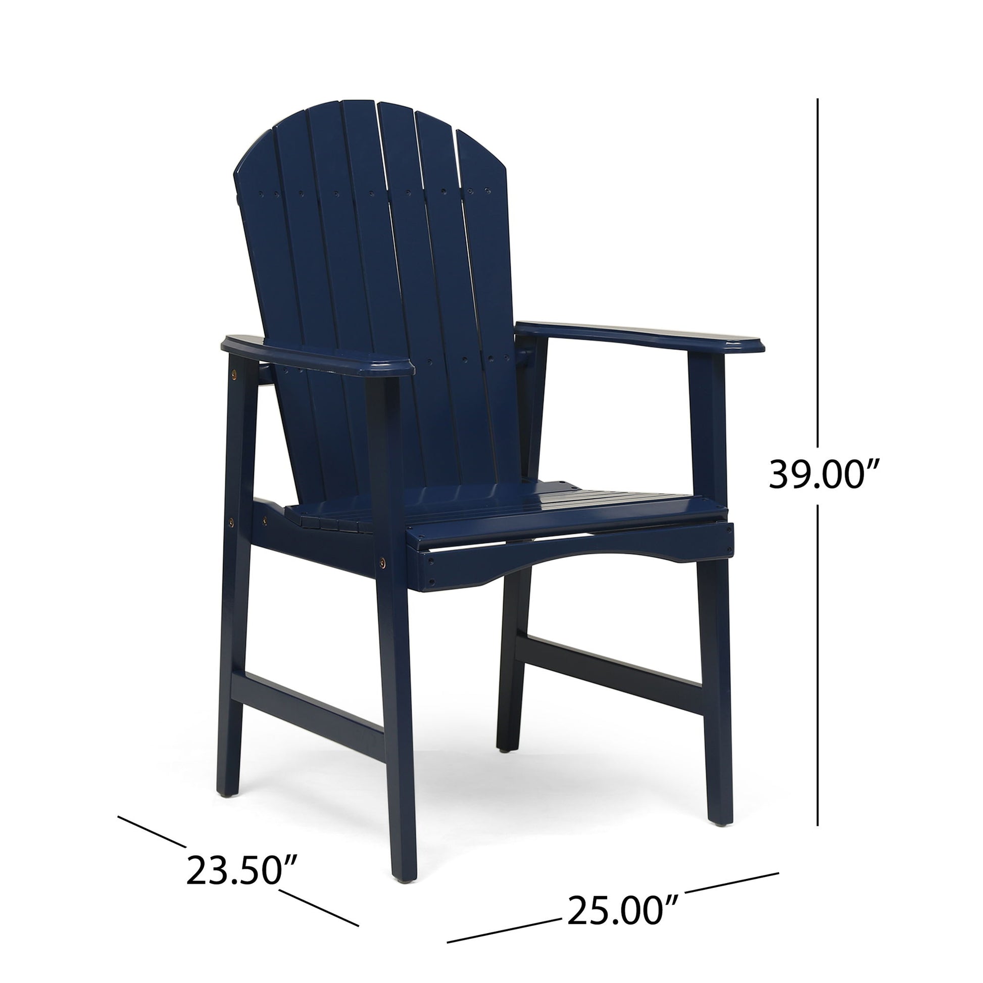 Outdoor Weather Resistant Acacia Wood Adirondack Dining Chairs (Set of 2) Noble House