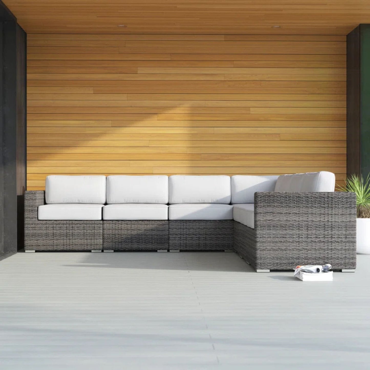 Luxurious Wicker Patio Sectional With Weather Resistant Sunbrella Cushions LSI Patio Furniture