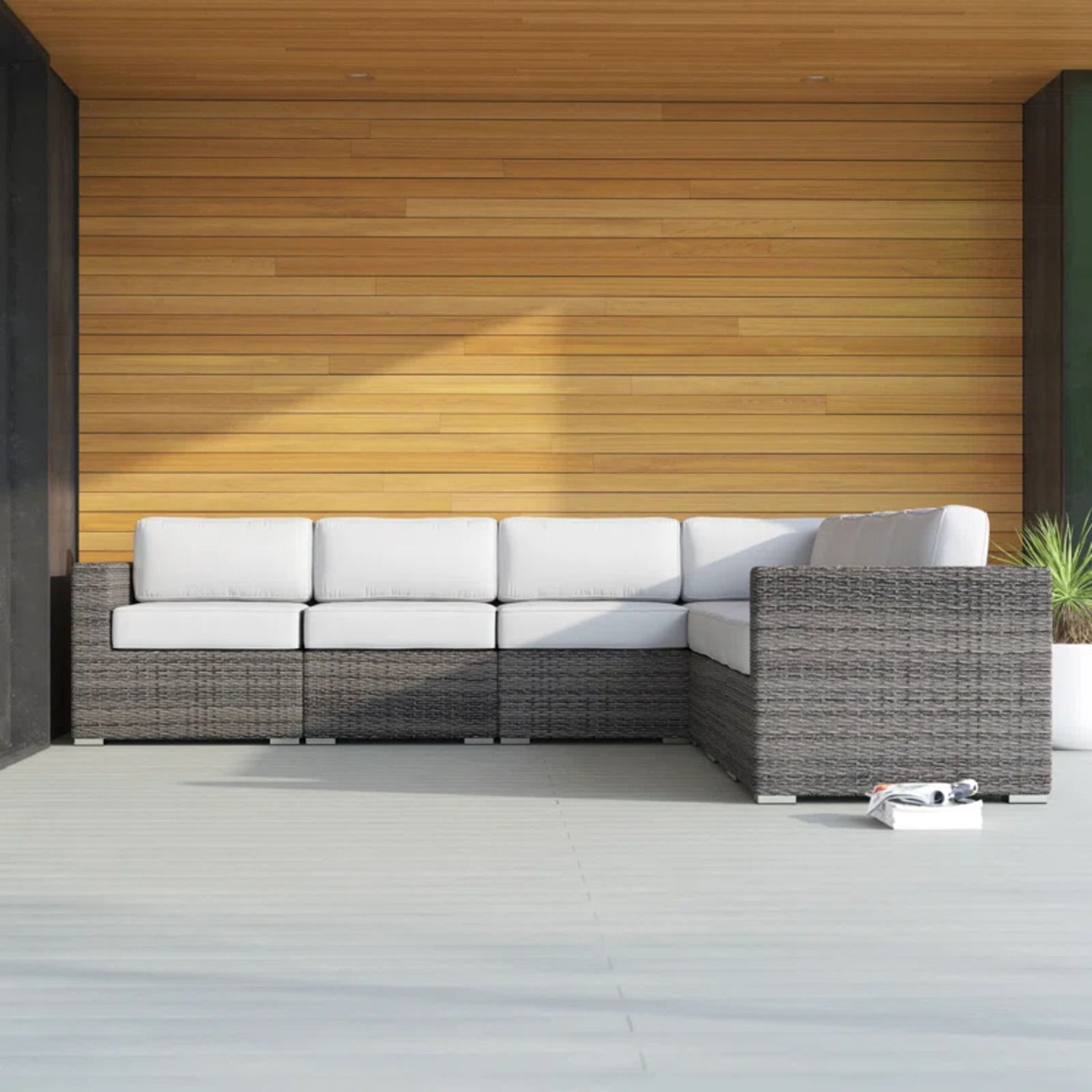 Luxurious Wicker Patio Sectional With Weather Resistant Sunbrella Cushions LSI Patio Furniture