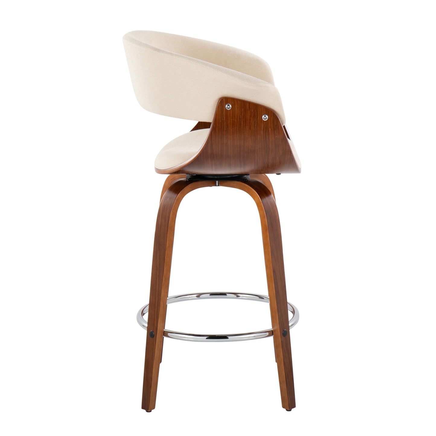 Vintage Mod - Mid Century Modern Fixed Height Counter Stool With Swivel With Round Footrest (Set of 2) Lumi Source