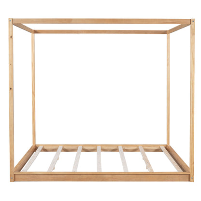 Wood Canopy Platform Bed With Support Legs And Airflow Slats Hearth and Haven