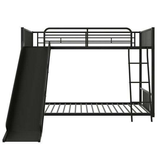 Metal Bunk Bed With Slide, Durable Steel Frame Hearth and Haven