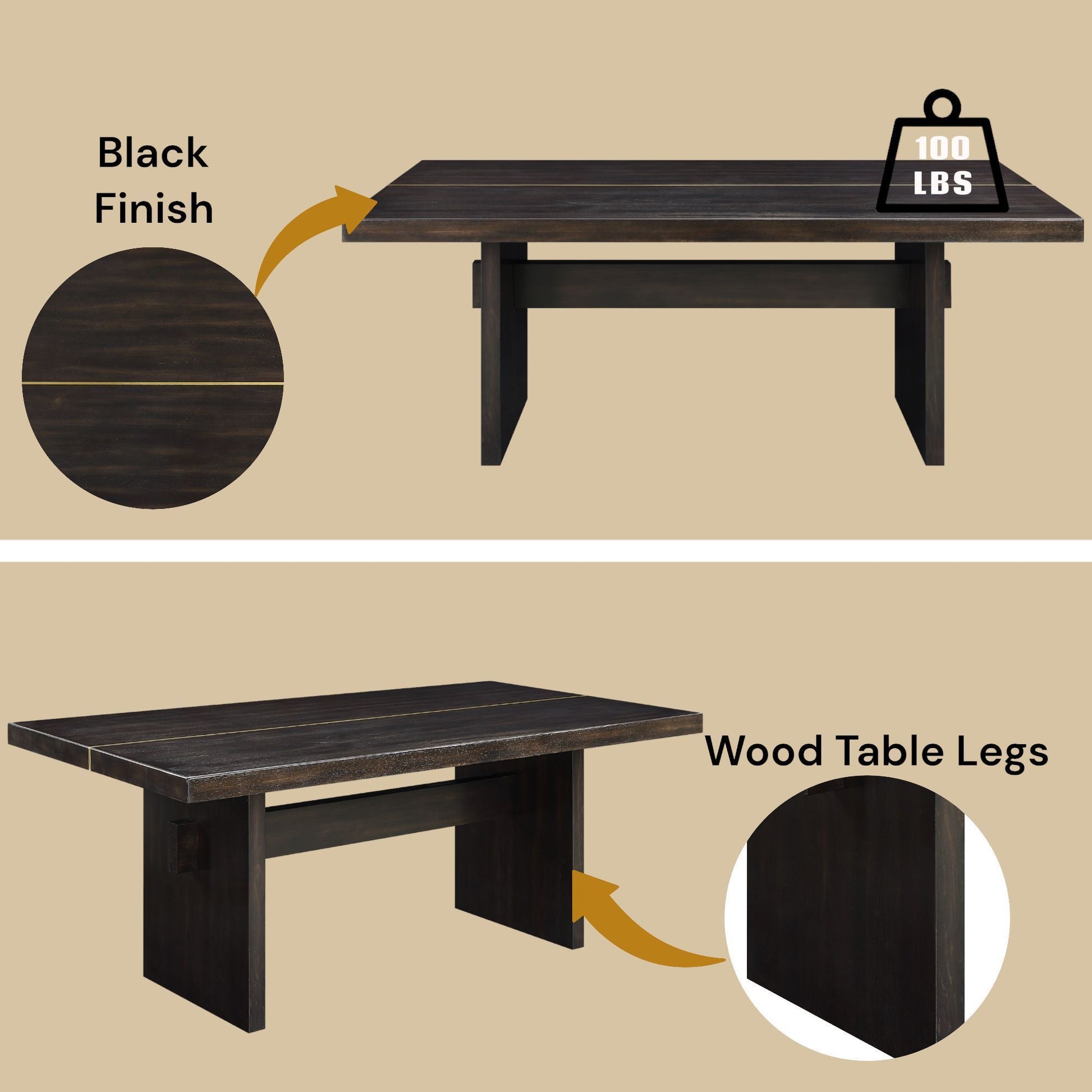Jaramillo - 7 Pieces Dining Room Set - Gold / Rustic Espresso Acme