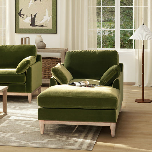 Pasadena - Modern Farmhouse Chaise Lounge Chair - Olive Green Jennifer Taylor Home