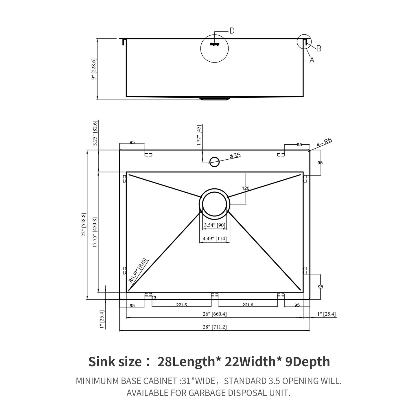 Stainless Steel Drop In Kitchen Sink, Topmount Daily Nest