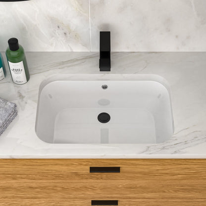 Undermount Bathroom Sink 22" X 15.25" With Overflow Sleek, High Temperature Fired, Stain Resistant, Smooth Polished Surface - White Daily Nest