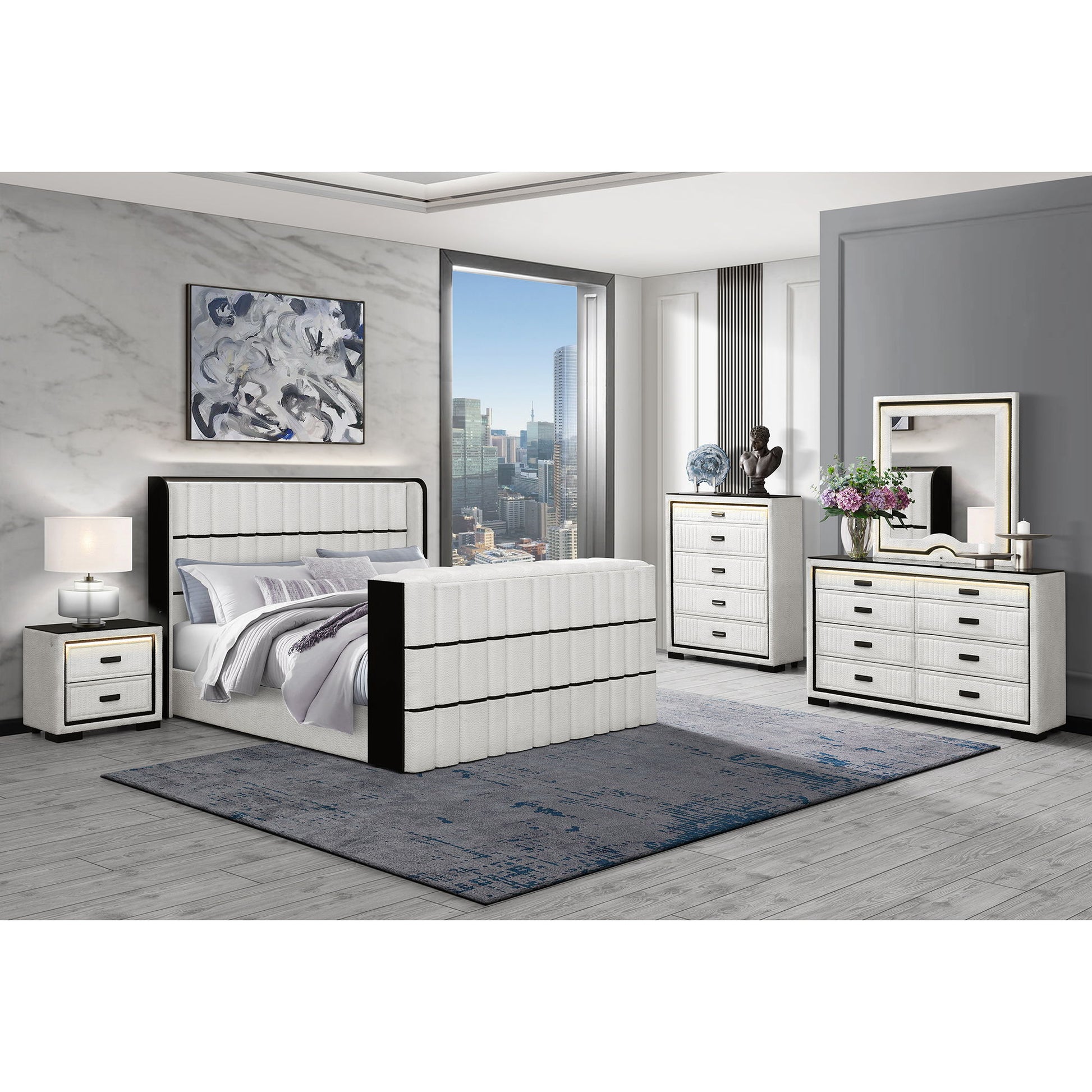 Isaiah - Mirror With Upholstered Frame And LED Lighting Global Furniture USA