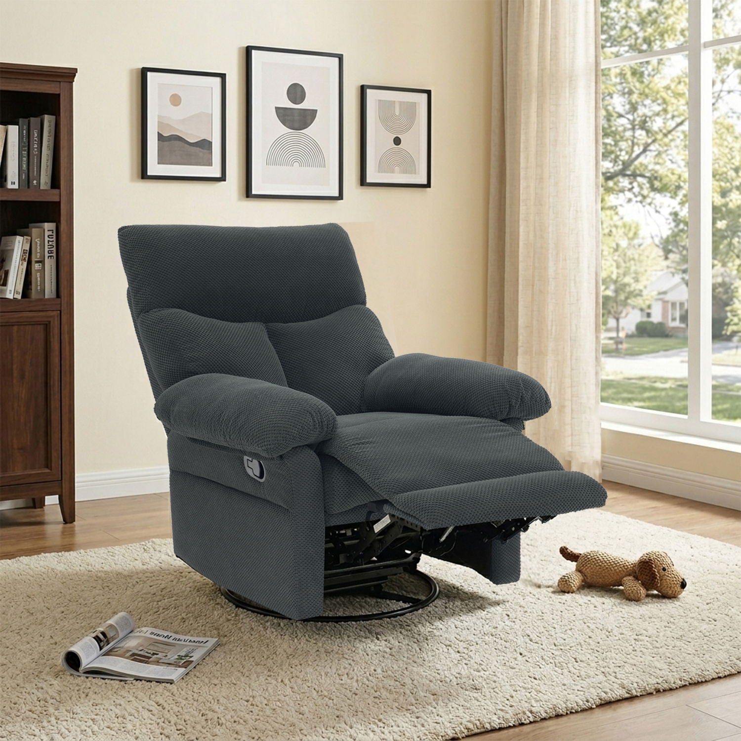 Swivel Rocker Recliner Chair With Manual Recline For Living Room Home Essentials