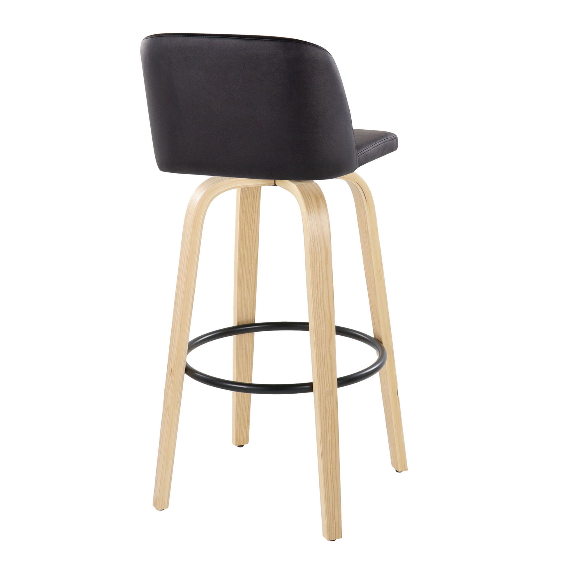Toriano - Contemporary Fixed Height Barstool Swivel And Round Footrest (Set of 2) Lumi Source