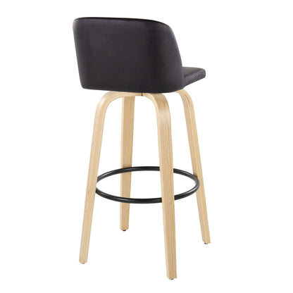 Toriano - Contemporary Fixed Height Barstool Swivel And Round Footrest (Set of 2) Lumi Source