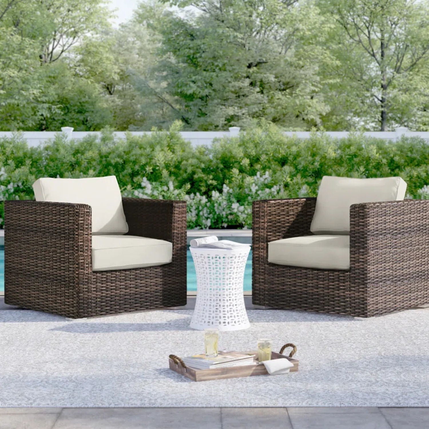 Outdoor Chairs Set With Cushions - Brown Mix LSI Patio Furniture