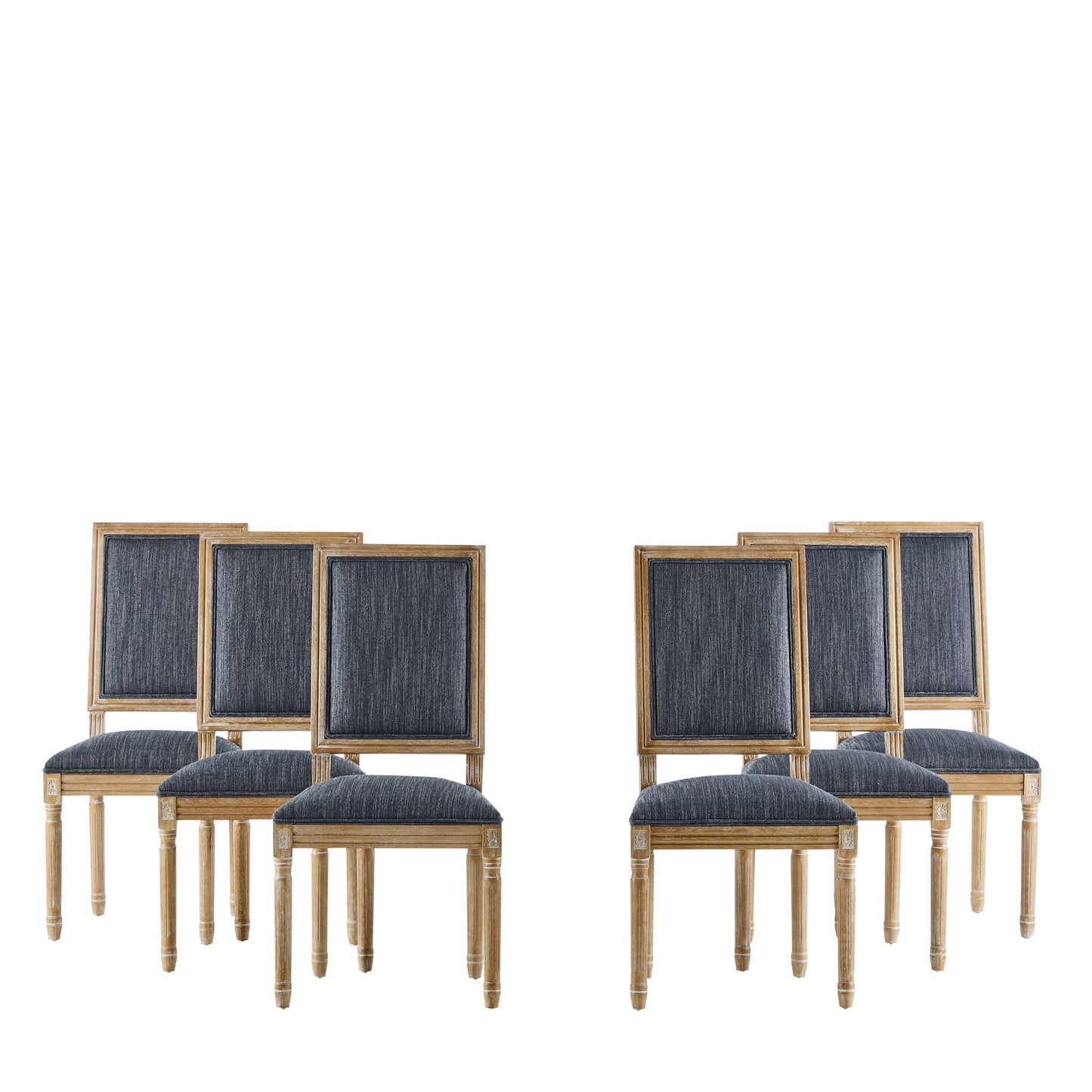 French Country Style Dining Chair With Upholstered Seating And Fluted Legs Noble House