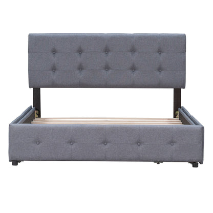 Upholstered Platform Bed With Classic Headboard And Drawers, No Box Spring Needed DreamHaus