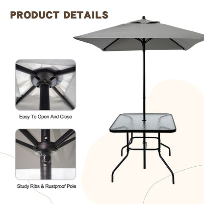Outdoor Patio Dining Set For 4 People, Metal Patio Furniture Table And Chair Set With Umbrella - Black Home Essentials