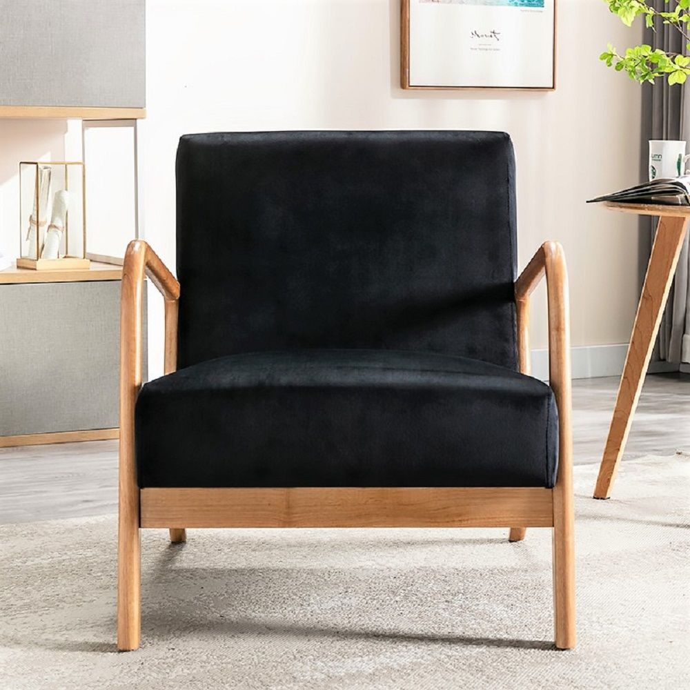 Classic Mid-Century Modern Accent Chairs, Open Framed Armchair With Cushioning US Pride