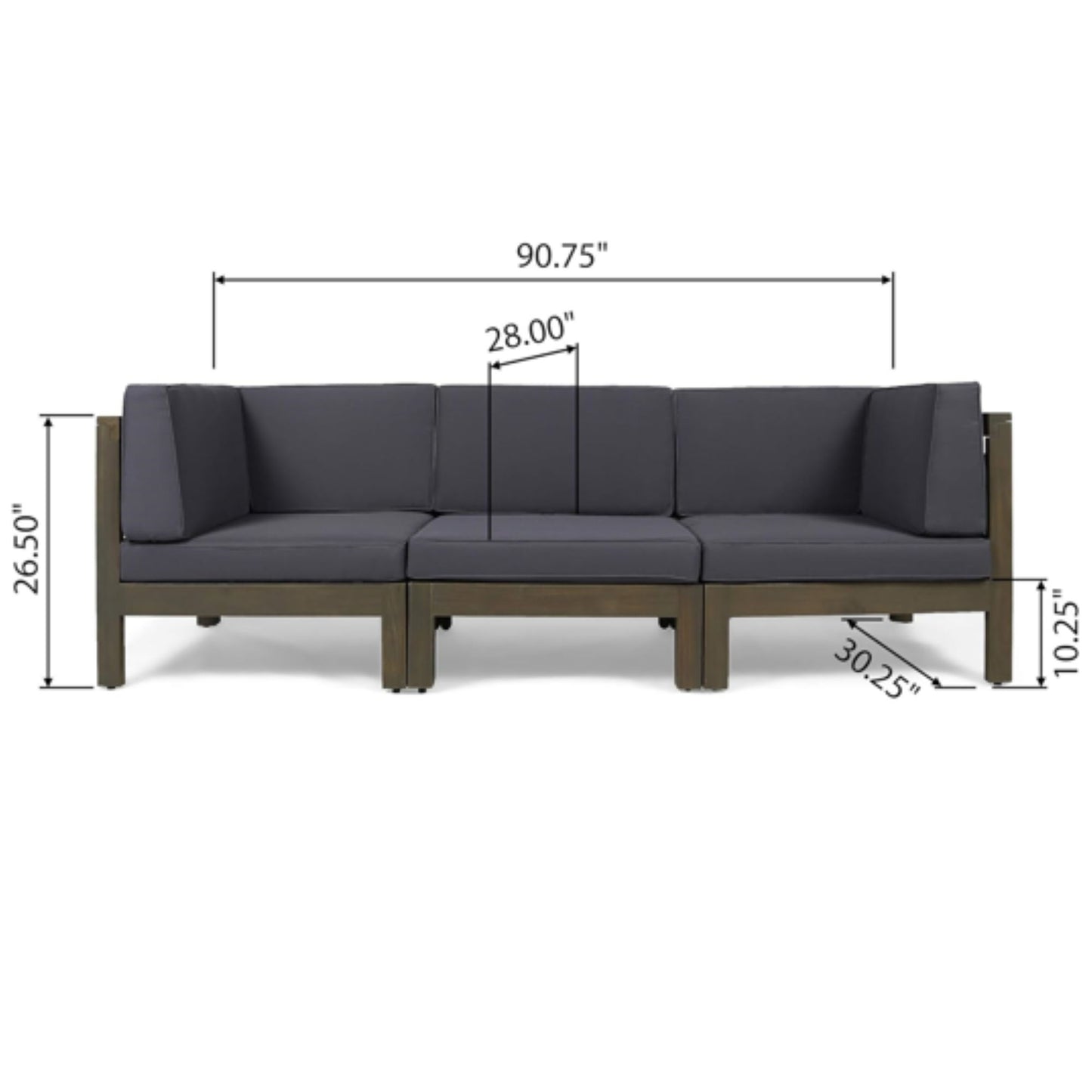 Oana - 3 Piece Sofa Set With Water Resistant Cushions Noble House