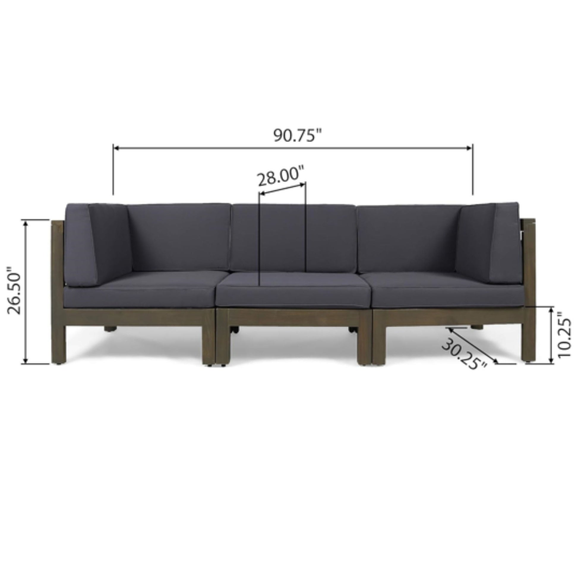 Oana - 3 Piece Sofa Set With Water Resistant Cushions Noble House