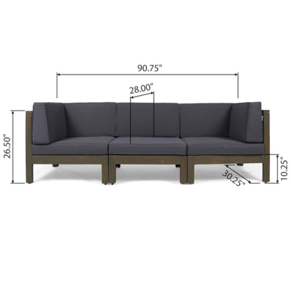 Oana - 3 Piece Sofa Set With Water Resistant Cushions Noble House