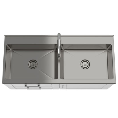 Shaker - Modern Wide Laundry Cabinet With Faucet And Stainless Steel Sink - White Simpli-Home