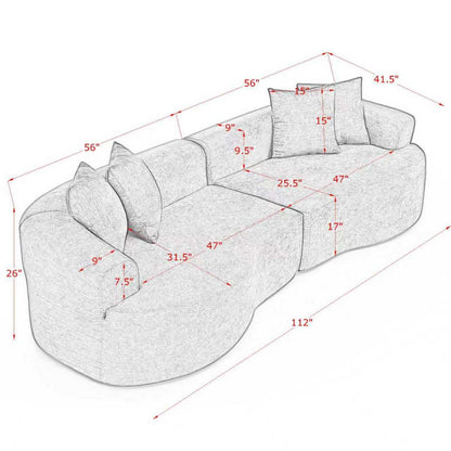 4 Seater Curved Cloud Sectional Sofa Home Essentials