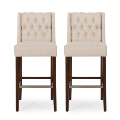 Solstara - Upholstered Dining Barstool With Button Tufted And Wing Back Noble House