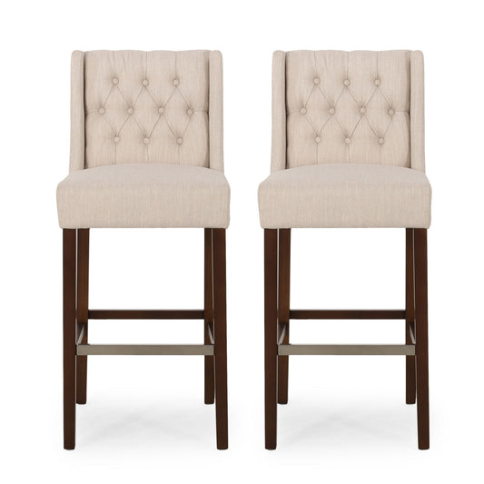 Solstara - Upholstered Dining Barstool With Button Tufted And Wing Back Noble House