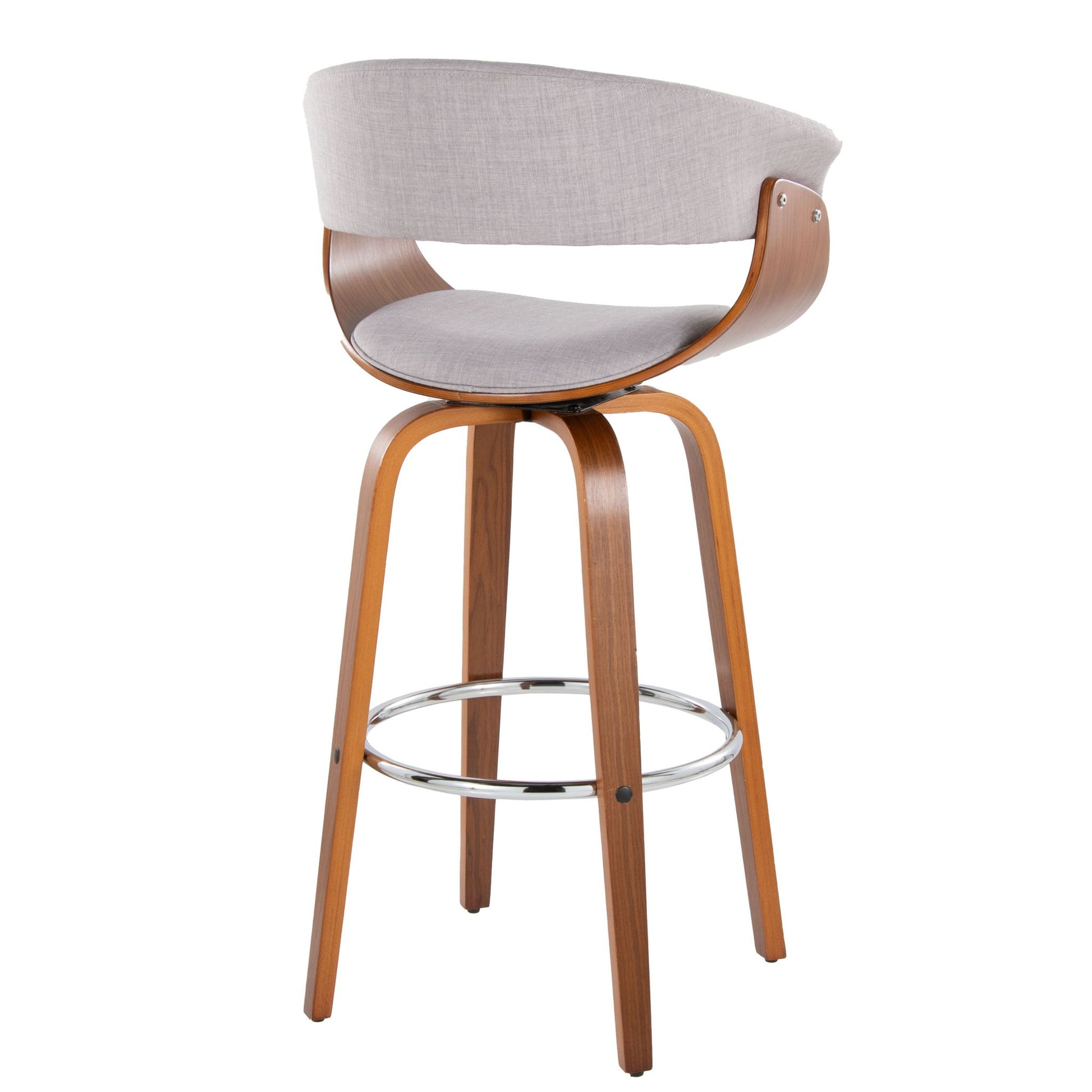 Vintage Mod - Mid Century Modern Fixed Height Barstool With Swivel With Round Footrest (Set of 2) Lumi Source