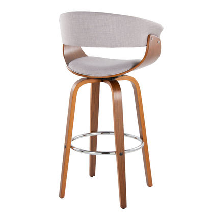 Vintage Mod - Mid Century Modern Fixed Height Barstool With Swivel With Round Footrest (Set of 2) Lumi Source