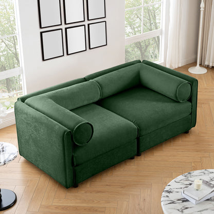 Stylish Chenille Sofa With Storage Seat And Cylindrical Backrest Home Essentials
