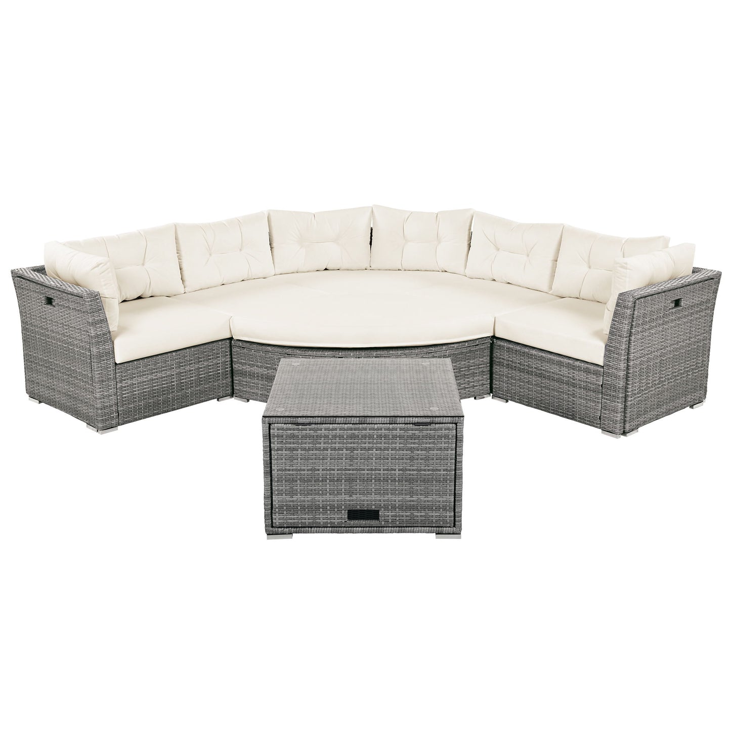 Patio Furniture Set Outdoor Daybed Rattan Sectional With Cushions And Center Table Hearth and Haven