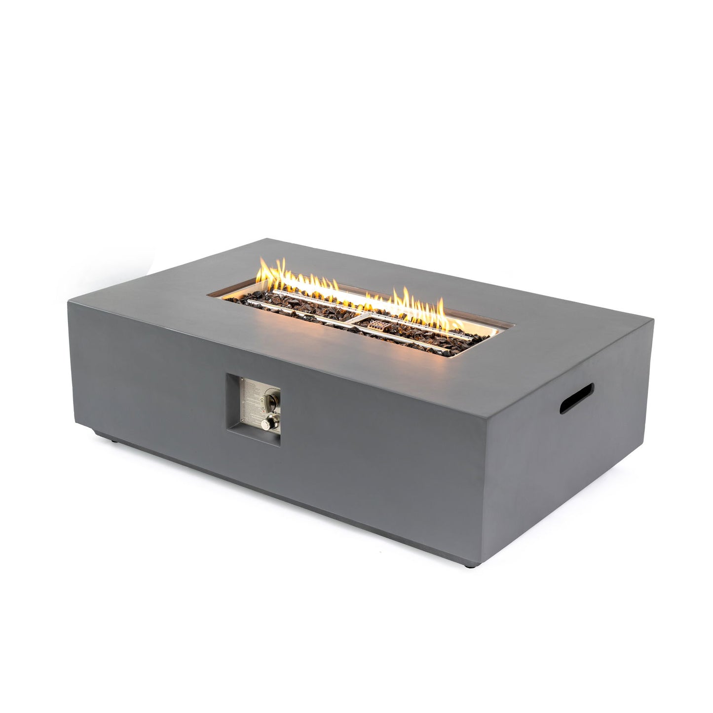 Volon - Rectangular Fire Pit Table, Propane Powered, 50,000 BTU - Light Gray LSI Patio Furniture