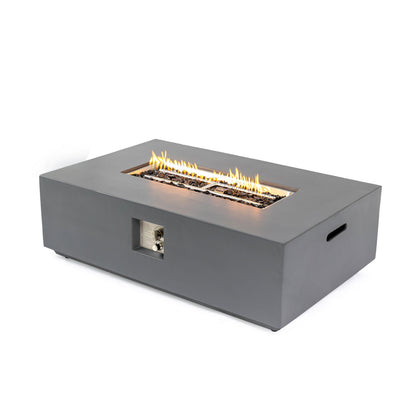 Volon - Rectangular Fire Pit Table, Propane Powered, 50,000 BTU - Light Gray LSI Patio Furniture